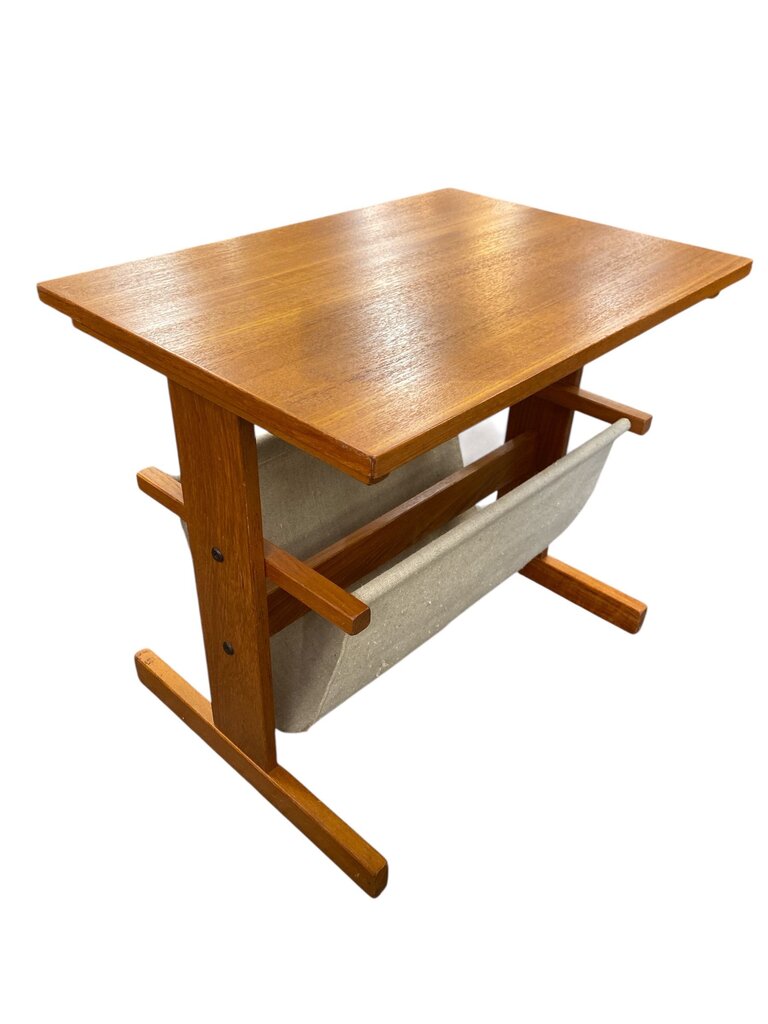 Danish Modern Mobler Teak Canvas Magazine Rack