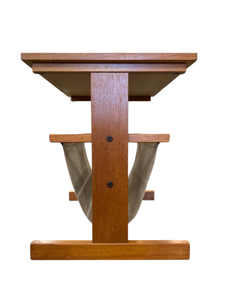 Danish Modern Mobler Teak Canvas Magazine Rack