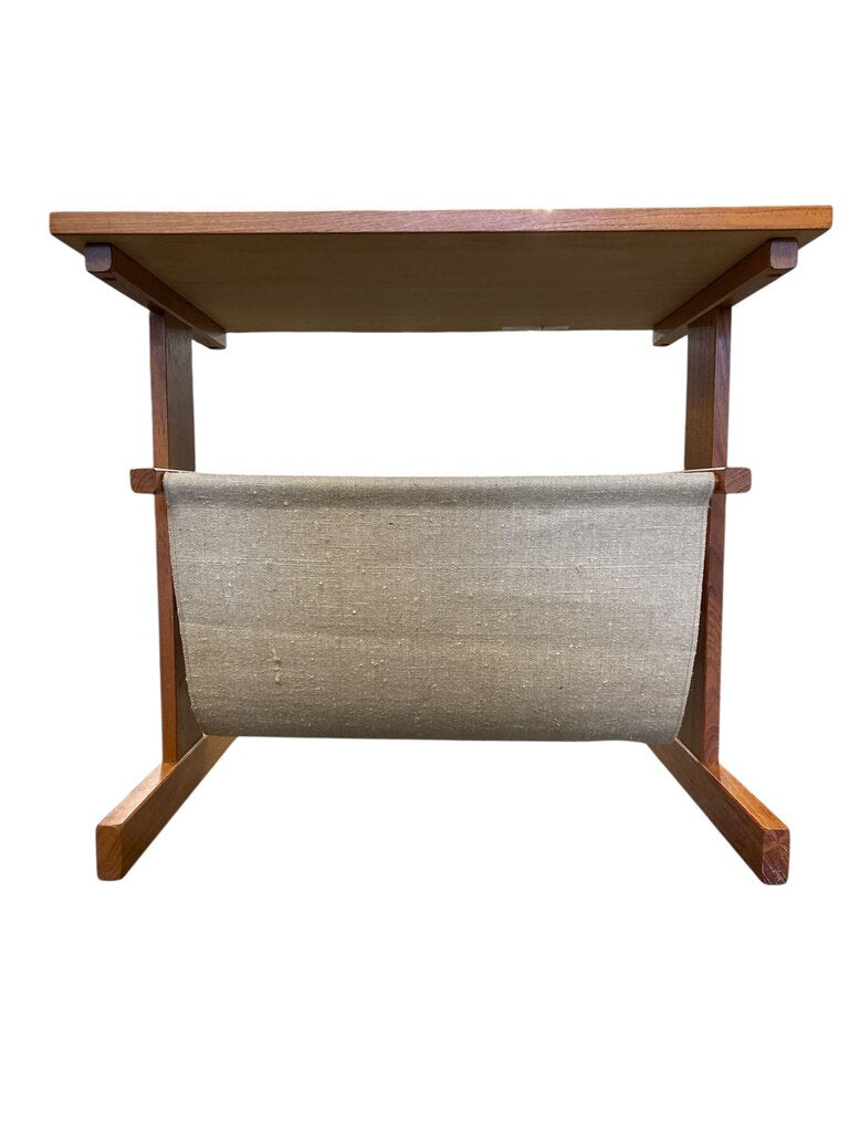 Danish Modern Mobler Teak Canvas Magazine Rack