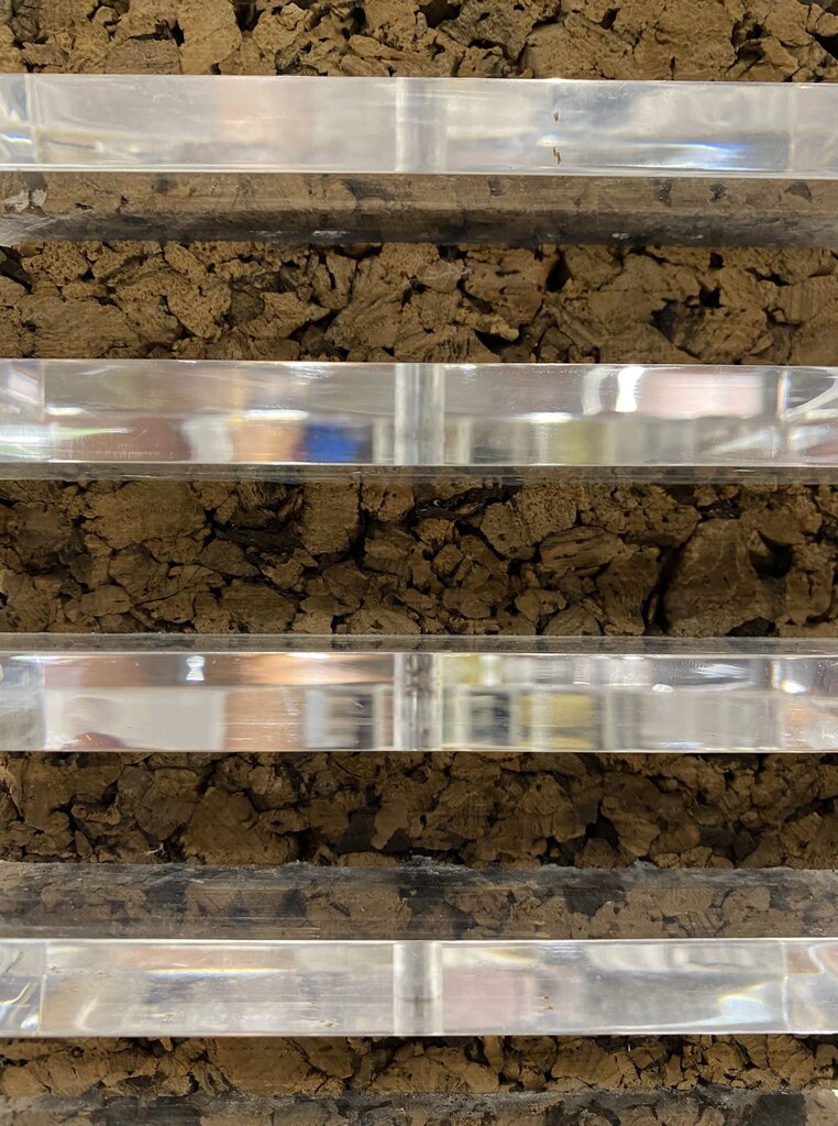 Mid Century Massive Stacked Lucite and Cork Square Table Lamp