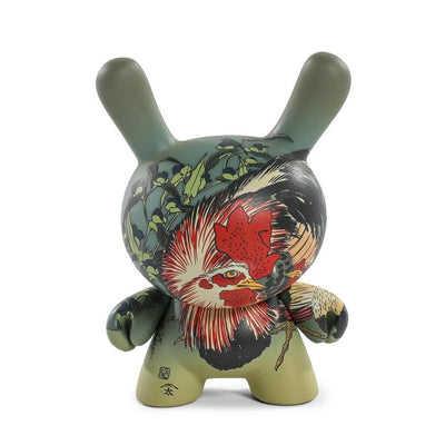 THE MET 3-INCH SHOWPIECE DUNNY - KATSUSHIKA HOKUSAI - ROOSTER, HEN AND CHICKEN WITH SPIDERWORT