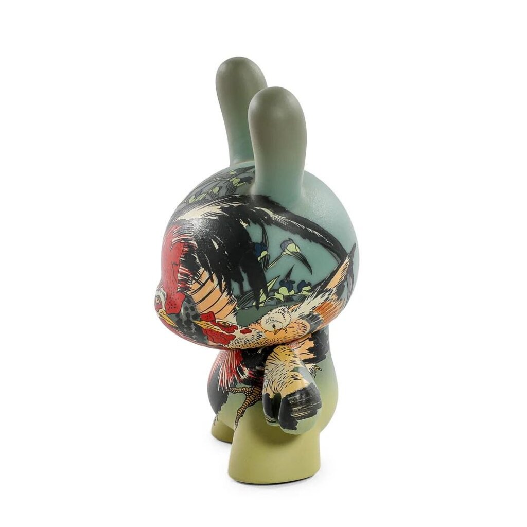 THE MET 3-INCH SHOWPIECE DUNNY - KATSUSHIKA HOKUSAI - ROOSTER, HEN AND CHICKEN WITH SPIDERWORT