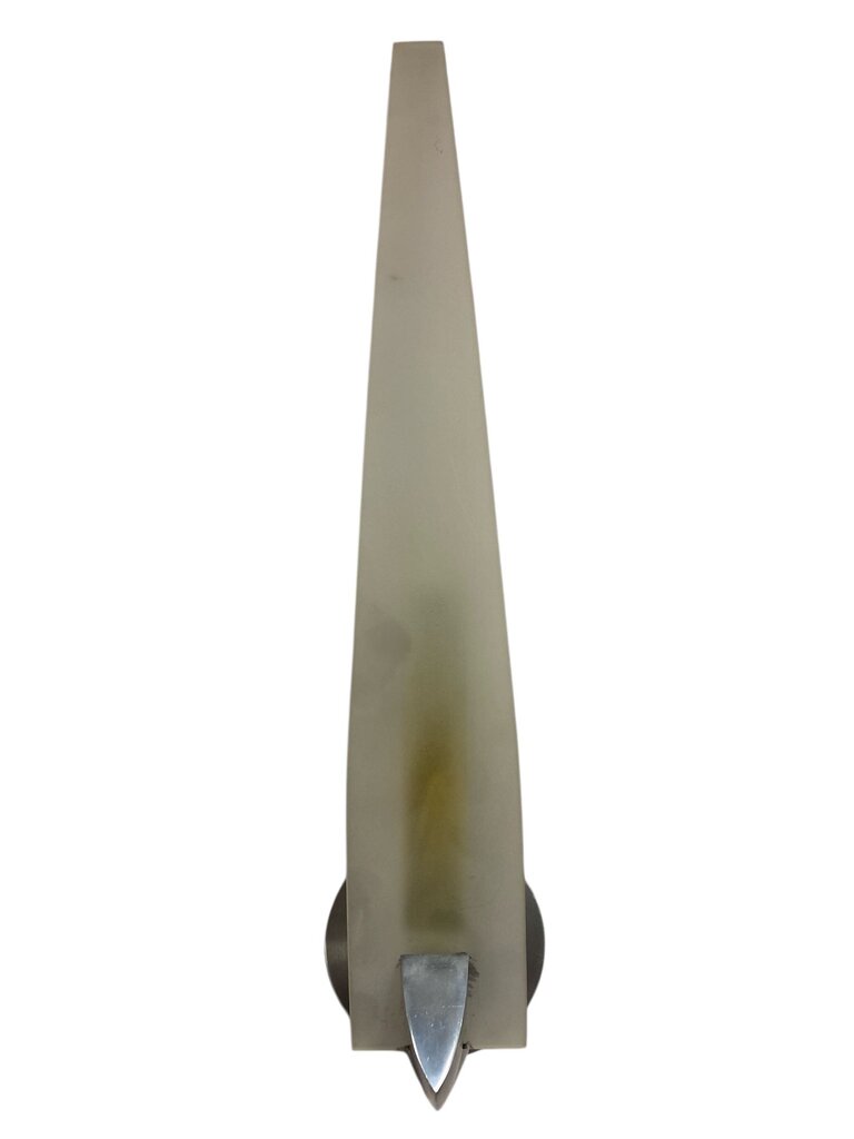 Three Postmodern Aluminum Halogen Wall Sconces with Frosted Plexi Shades (Set of 3)