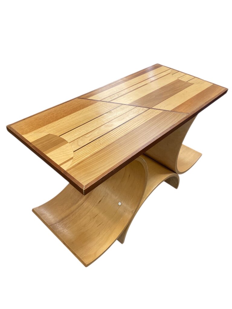 Modern Artisan One-of-a-kind Bentwood and Mixed Wood Inlay Side Table