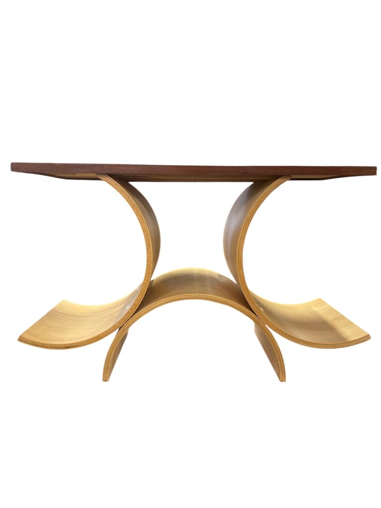 Modern Artisan One-of-a-kind Bentwood and Mixed Wood Inlay Side Table