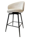 Modern Ivory Velvet Round Back Bar Stool