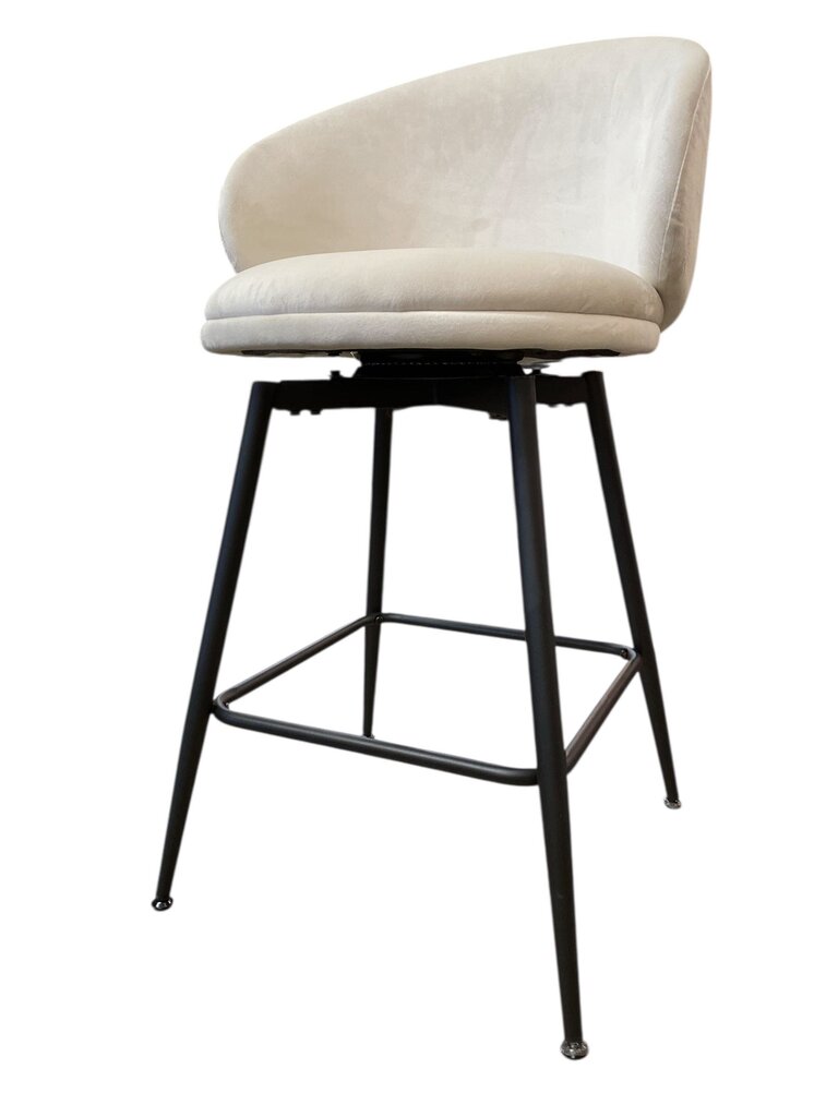 Modern Ivory Velvet Round Back Bar Stool