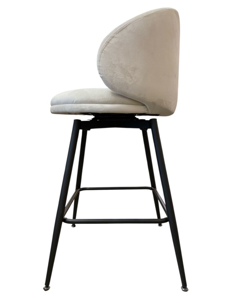 Modern Ivory Velvet Round Back Bar Stool