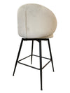 Modern Ivory Velvet Round Back Bar Stool