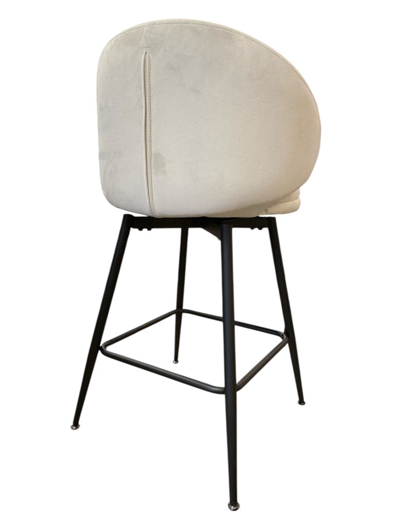 Modern Ivory Velvet Round Back Bar Stool