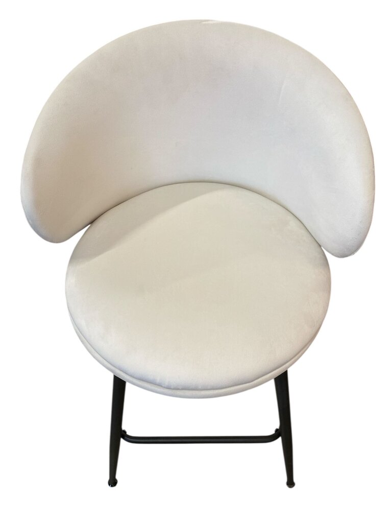 Modern Ivory Velvet Round Back Bar Stool