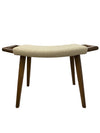 Modern Beige Linen and Walnut Foot Stool or Small Bench