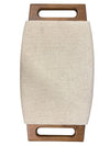 Modern Beige Linen and Walnut Foot Stool or Small Bench