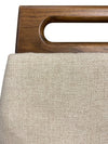 Modern Beige Linen and Walnut Foot Stool or Small Bench