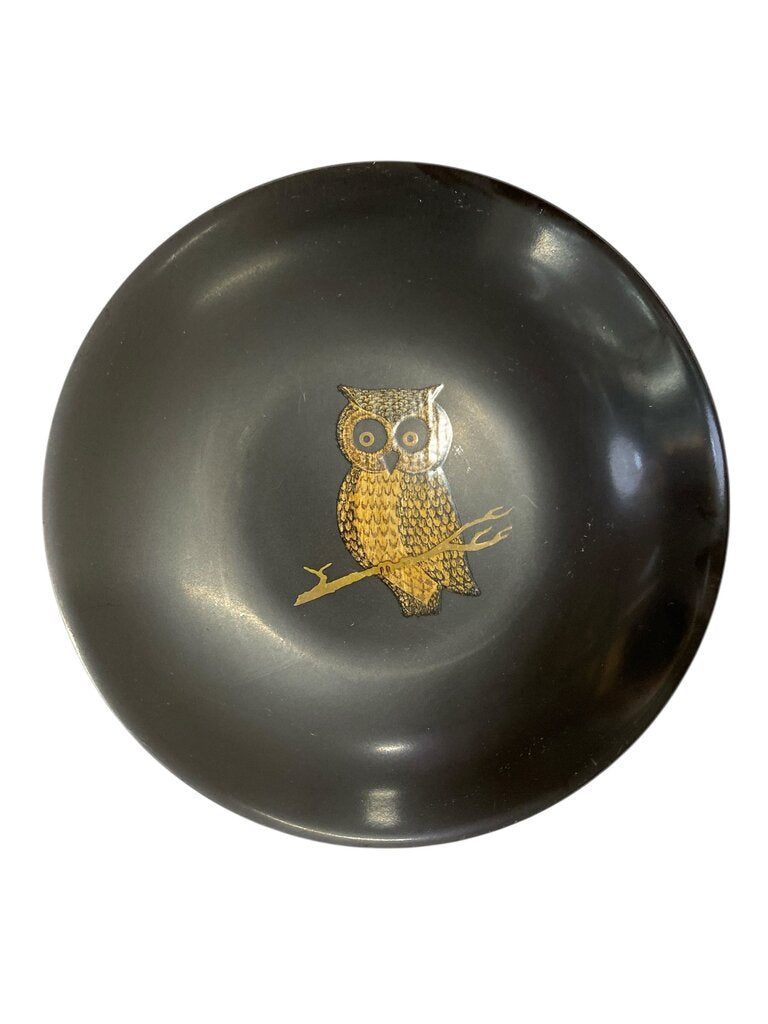 Vintage MCM Couroc of Monterey Inlay Owl Plate