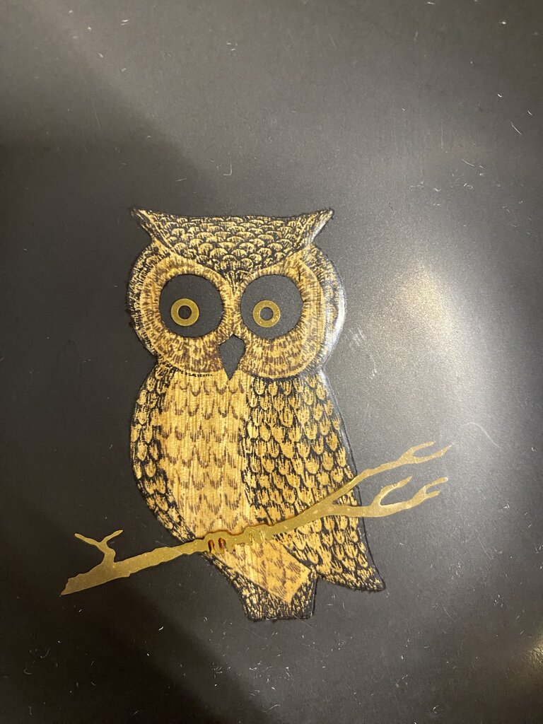 Vintage MCM Couroc of Monterey Inlay Owl Plate