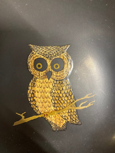 Vintage MCM Couroc of Monterey Inlay Owl Plate