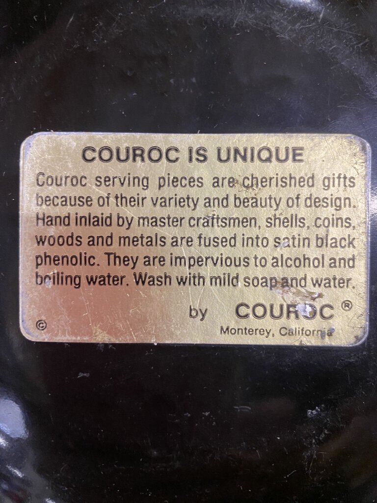 Vintage MCM Couroc of Monterey Inlay Owl Plate