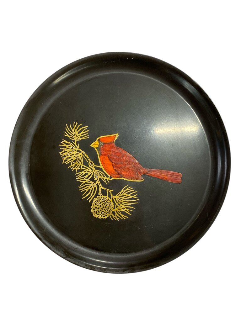 Vintage MCM Couroc of Monterey Inlay Cardinal Plate