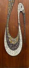 Monumental Mid Century Modern Mosiac Exotic Bird on Walnut (as found)
