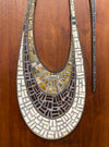 Monumental Mid Century Modern Mosiac Exotic Bird on Walnut (as found)