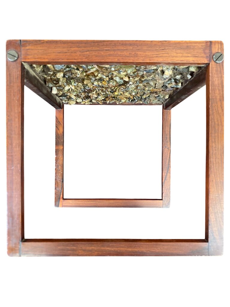 RARE Danish Modern Solid Rosewood Drinks/Side Table with Stone and Resin Top