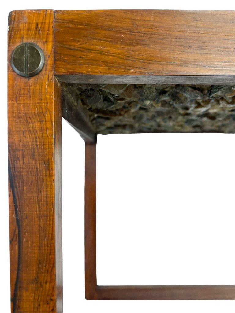 RARE Danish Modern Solid Rosewood Drinks/Side Table with Stone and Resin Top