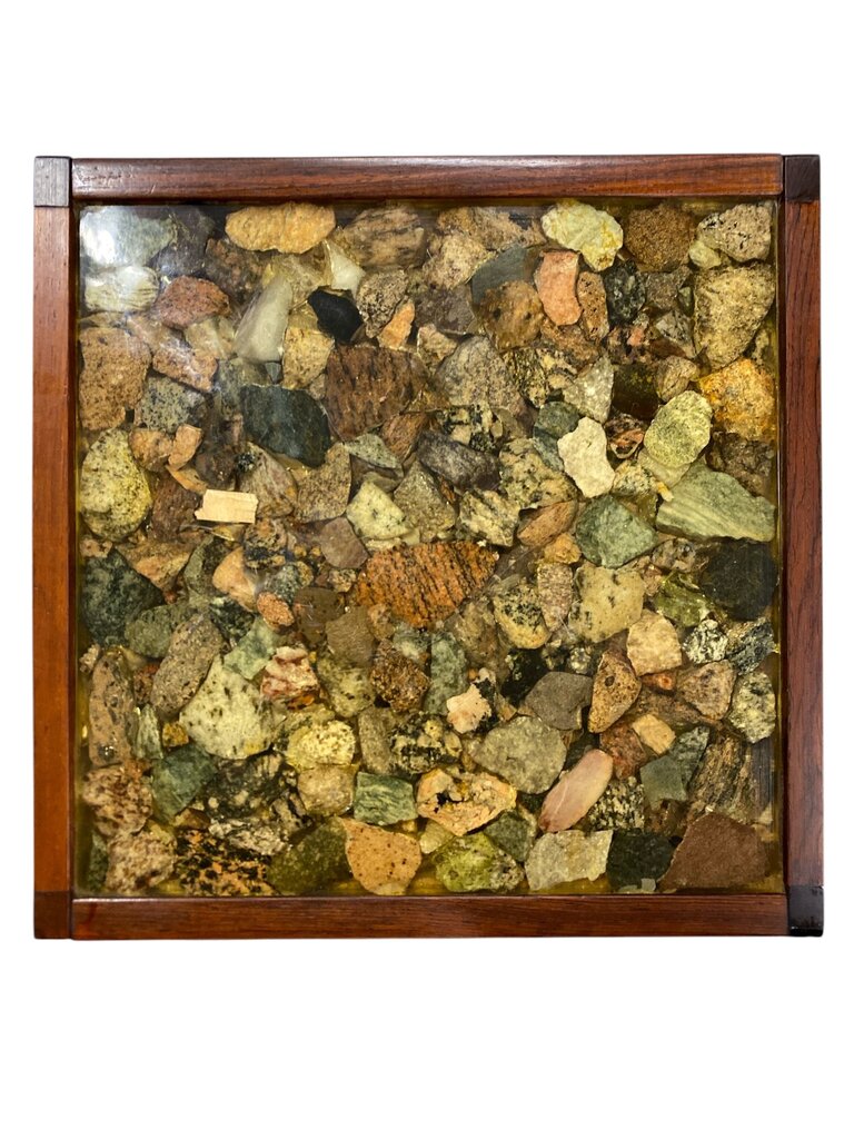 RARE Danish Modern Solid Rosewood Drinks/Side Table with Stone and Resin Top