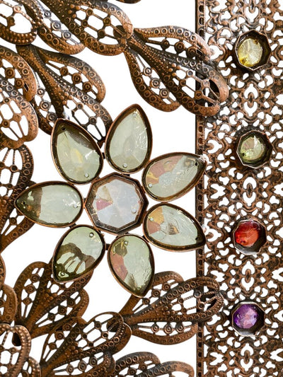 Vintage 3-Piece Bejeweled Metal Screen or Room Divider
