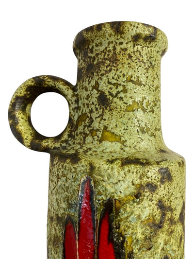MCM West German Scheurich Ceramic Vase 401/28 in Pale Green and Red