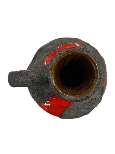MCM Vintage Marei Lava Glaze Ceramic Vase #4300 in Charcoal and Red