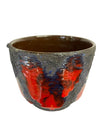 MCM Vintage Marei Fat Lava Ceramic Planter in Charcoal and Red