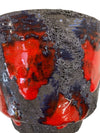 MCM Vintage Marei Fat Lava Ceramic Planter in Charcoal and Red