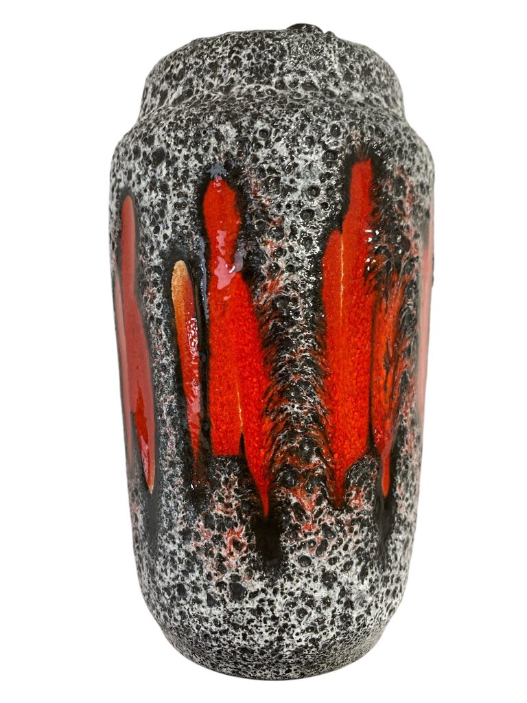 MCM West German Scheurich Lora Zig Zag Fat Lava Vase 231/15 in Gray and Red