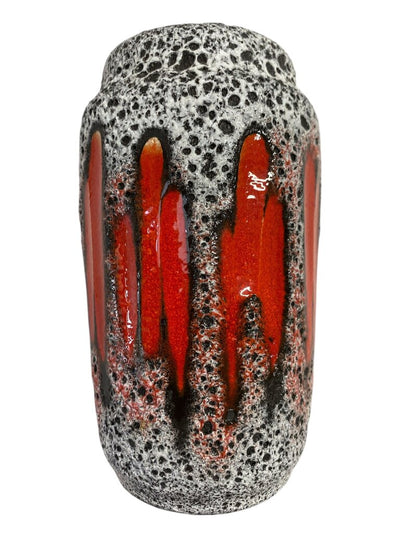 MCM West German Scheurich Lora Zig Zag Fat Lava Vase 231/15 in Gray and Red