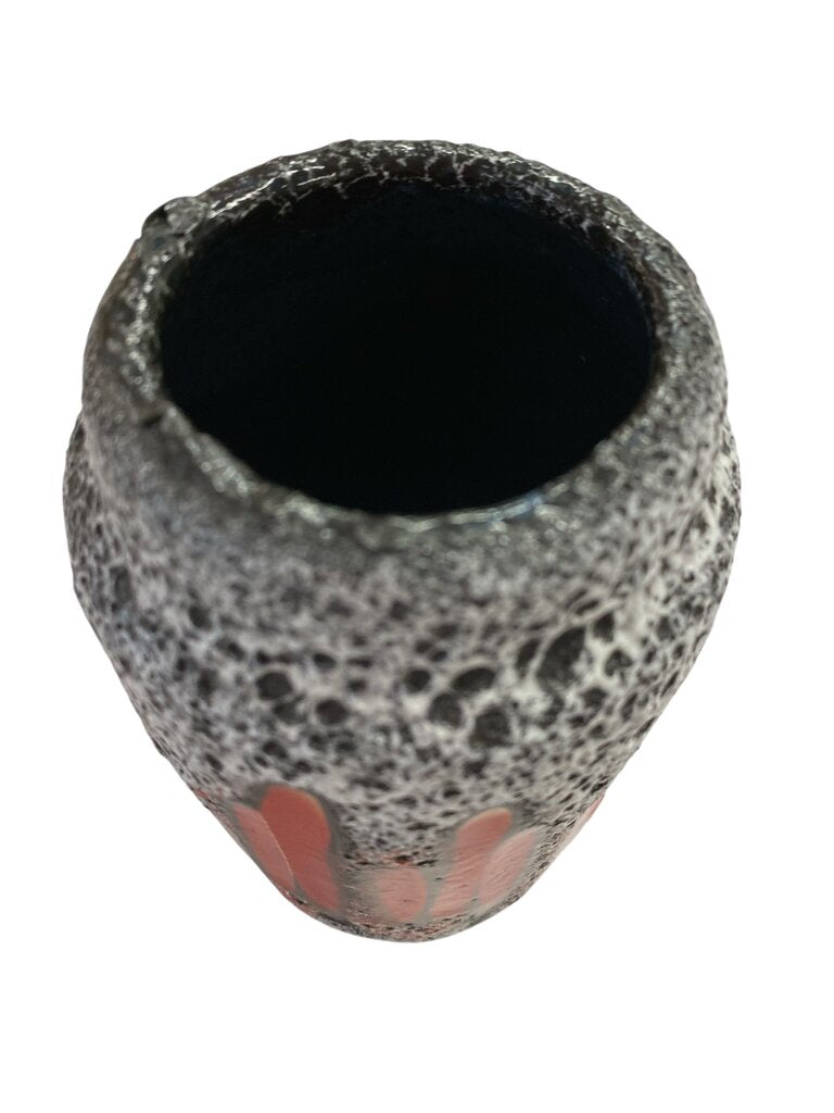 MCM West German Scheurich Lora Zig Zag Fat Lava Vase 231/15 in Gray and Red