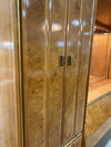 Mid Century "American of Martinsville" Burlwood Mirrored Queen Wardrobe Headboard