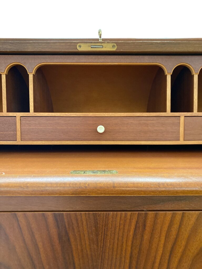 Danish Modern Mid Century Rosewood Roll Top Desk (working key)