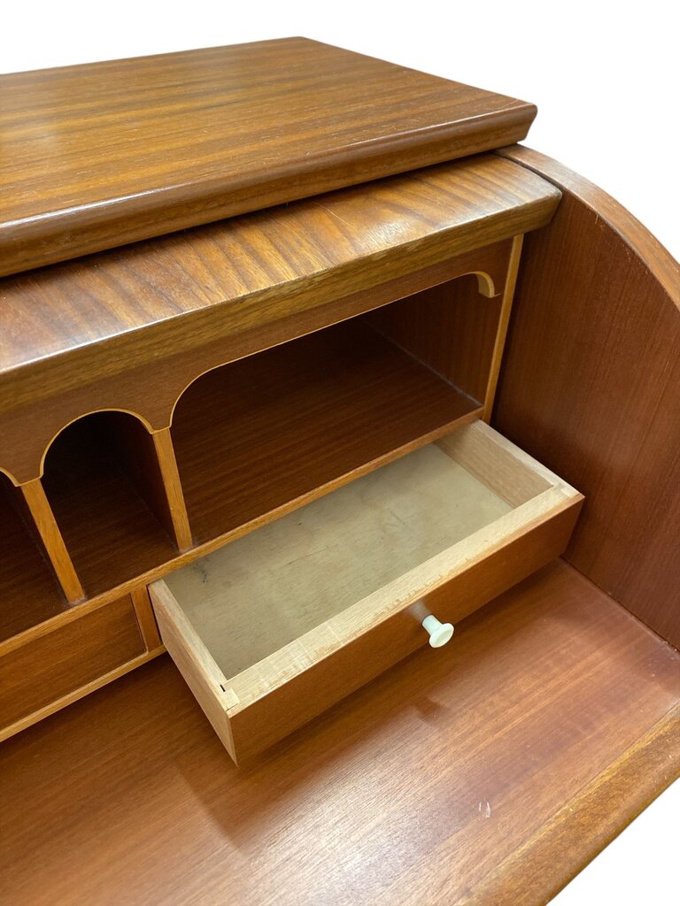 Danish Modern Mid Century Rosewood Roll Top Desk (working key)