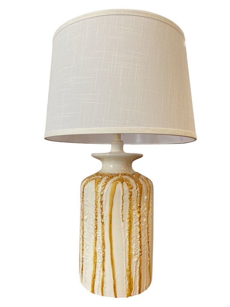 Mid Century Pair of Lava Glaze Drip Ceramic Lamps (Set of 2)