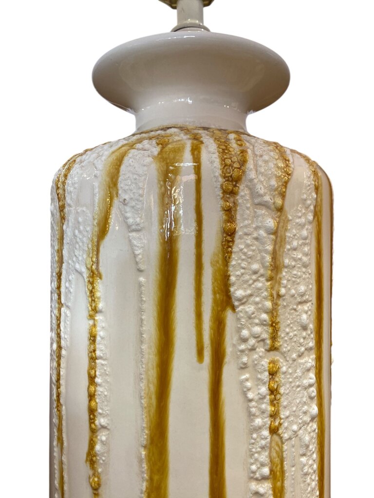 Mid Century Pair of Lava Glaze Drip Ceramic Lamps (Set of 2)