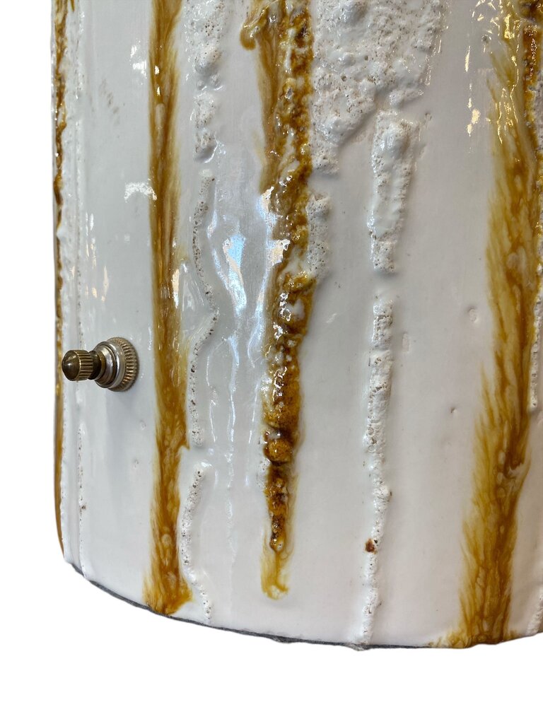 Mid Century Pair of Lava Glaze Drip Ceramic Lamps (Set of 2)