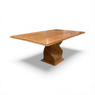 Vintage Ratan Twisted Pedestal Dining Table