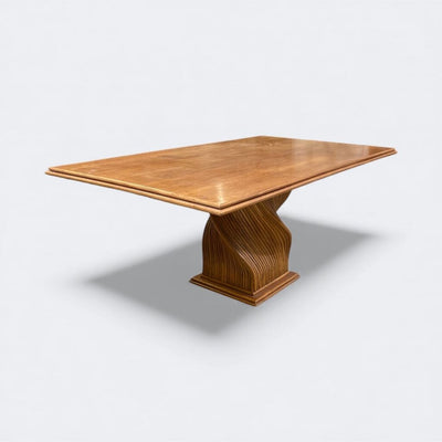 Vintage Ratan Twisted Pedestal Dining Table