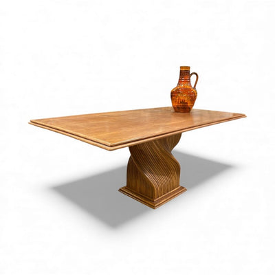 Vintage Ratan Twisted Pedestal Dining Table