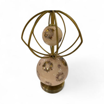Atomic Pink & Gold Crown Table Lamp with Custom Handmade Shade