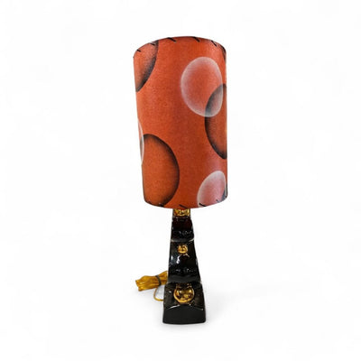 Atomic Black & Gold Lg. Zig Zag Table Lamp with Custom Handmade Shade