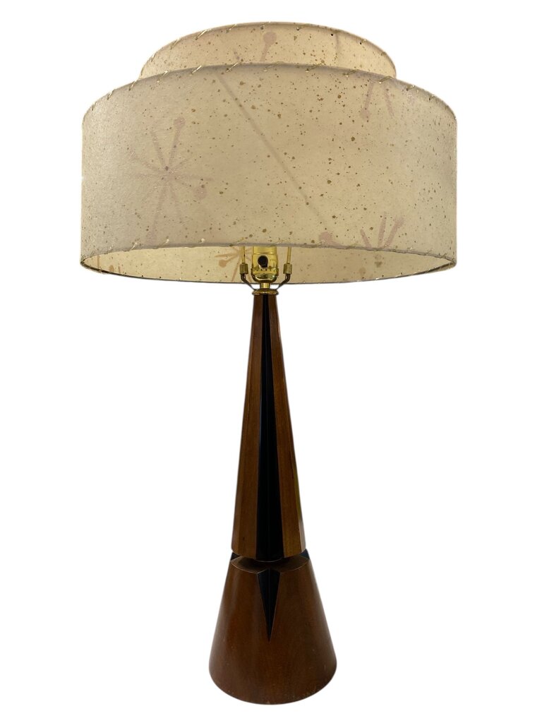 Vintage Walnut Rocket Lamp with Custom Handmade Shade