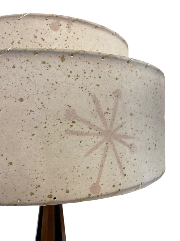 Vintage Walnut Rocket Lamp with Custom Handmade Shade