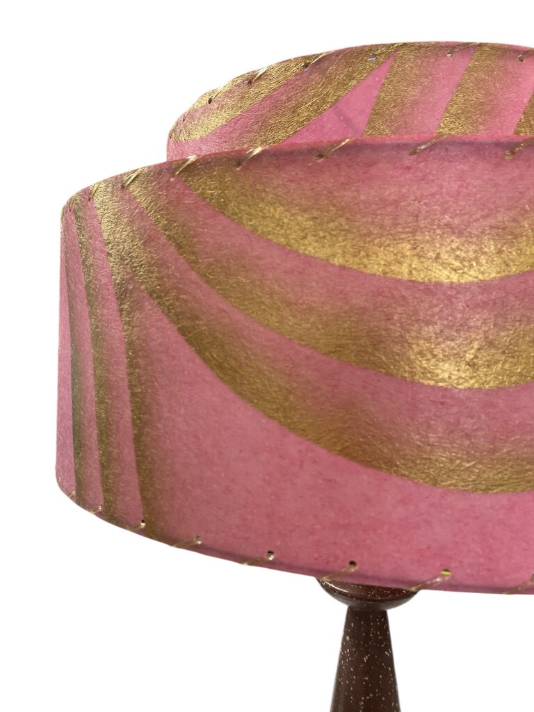 Vintage 1950's Speckled Mauve Ceramic Cone Lamp with Custom Handmade Shade
